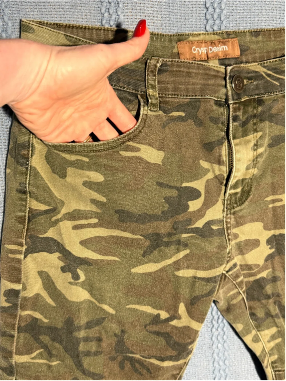 Men's Crysp Denim Camo Jean Shorts Size 34 Green Brown
